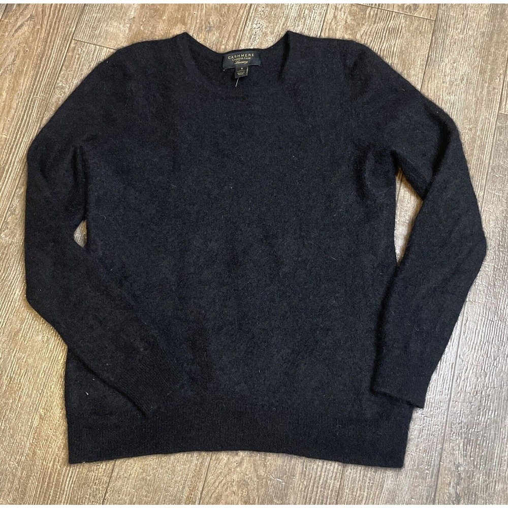 Charter Club 100% Cashmere Luxury Sweater Jumper Black Small Womens Crew Neck